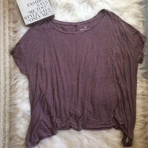 4/25 American Eagle Striped Sharkbite Oversize Tee